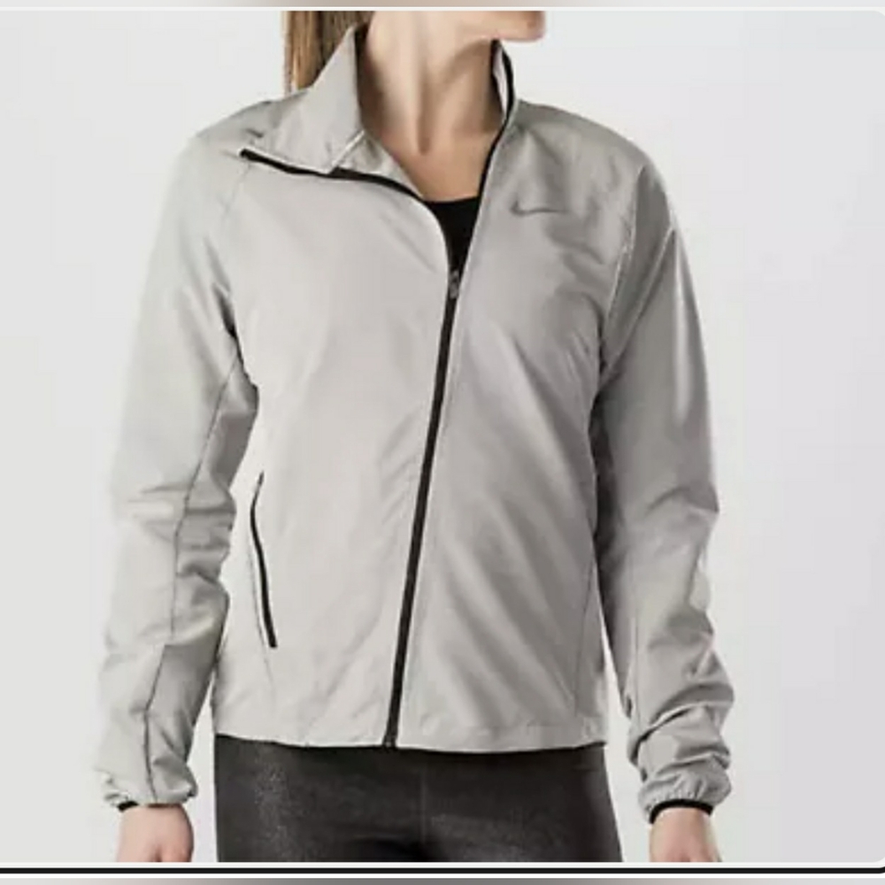 ✔Nike Women’s Grey Moto Running Jacket/ Shell Sz M